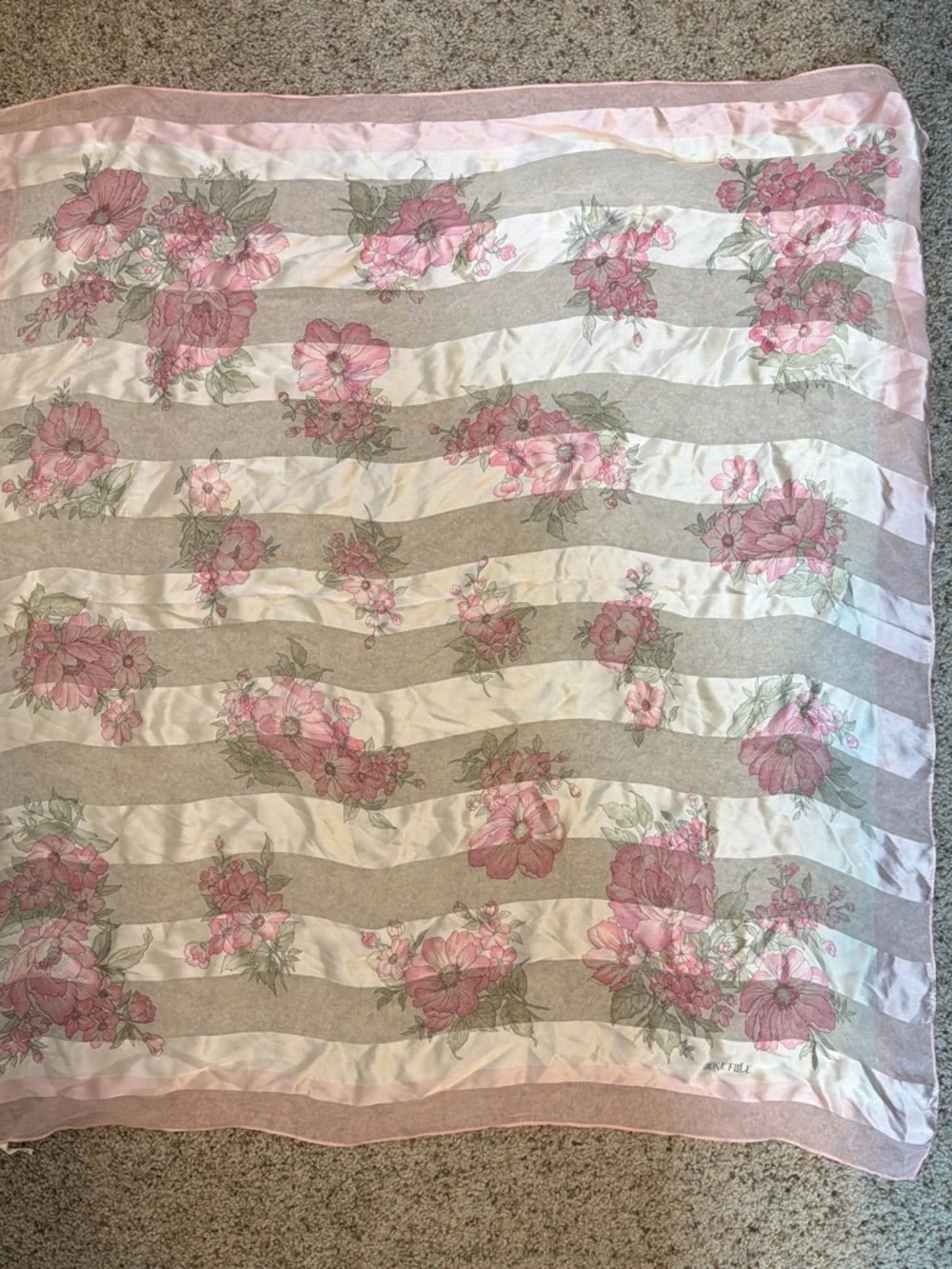 Delicate Pink Floral Silk Scarf
